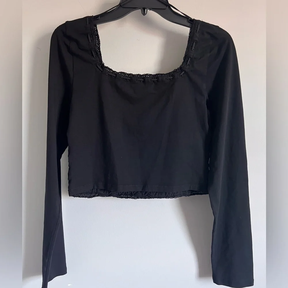 FREE PEOPLE Scarlet Smocked Top Black NWT Size Medium Romantic Boho Blouse